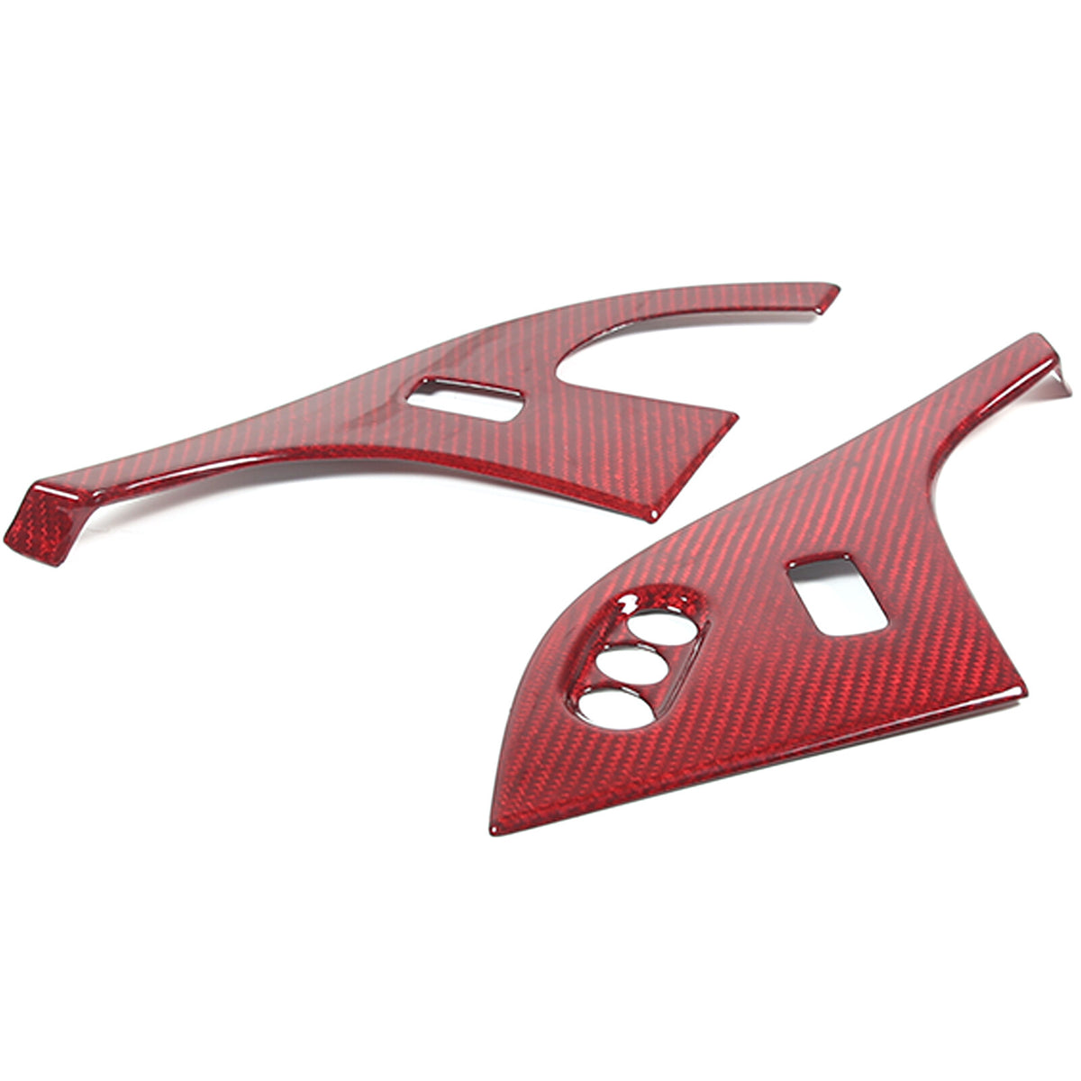 Red Real Carbon Fiber Interior Door Lock Panel Trim For Corvette C6 2005-2013 15