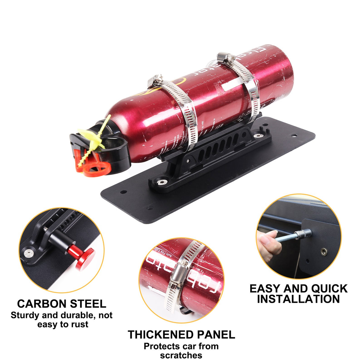 Black Carbon Steel Fire Extinguisher Mount Bracket For Toyota Tundra2022+ 4