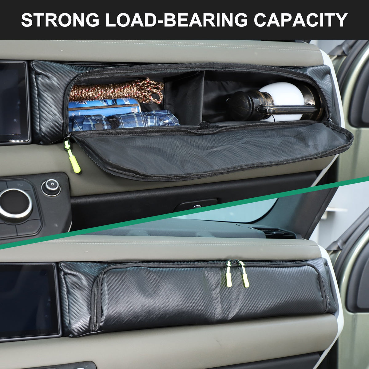 Carbon Fiber Texture Passenger Dashboard Storage Bag For LR Defender L663 2020+ 6