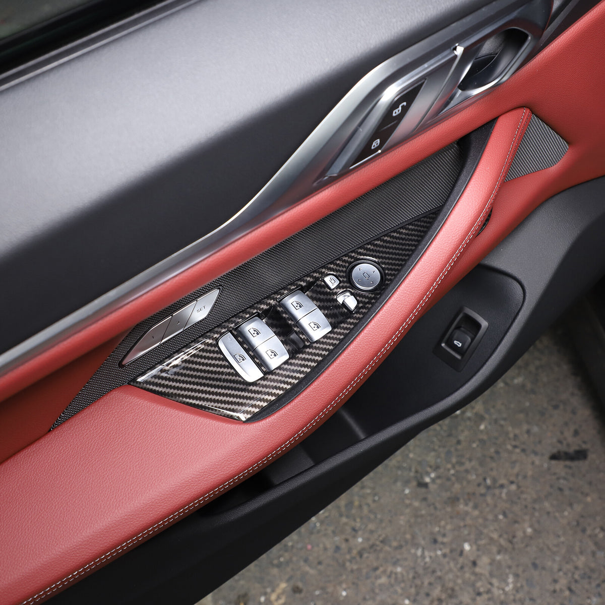 Window Lift Switch Trim Frame For BMW 4 Series 2021-2022 Carbon Fiber Style US 9