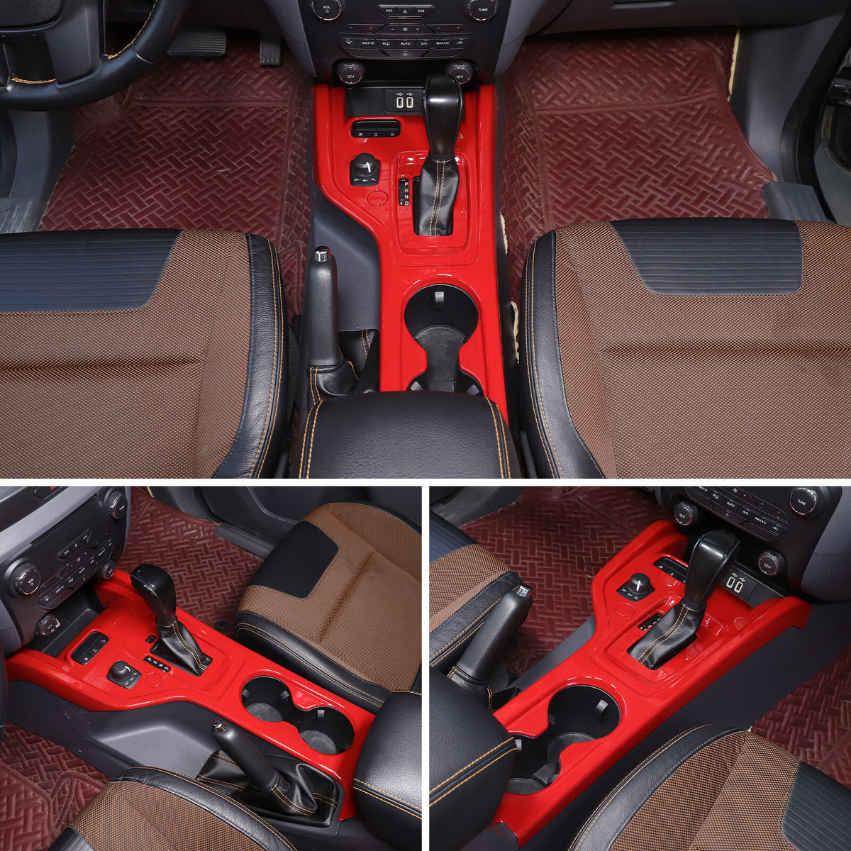 ABS Red Center Console Gear Shift Panel Trim For Ford Ranger T7 T8 2015-2021 21