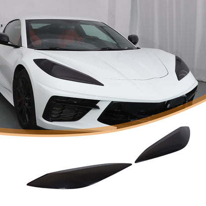 Smoked Blackout Headlight Lamp Cover Bezel Overlay Trim For Corvette C8 2020-26 18