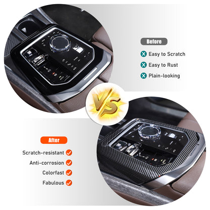 ABS Carbon Fiber Center Gear Shift Panel trim Cover for BMW 7 Serie G70 i7 2023 18