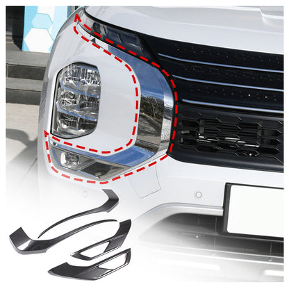 ABS Carbon Fiber Front Side Grille Molding Trim For Mitsubishi Outlander 22-23 1