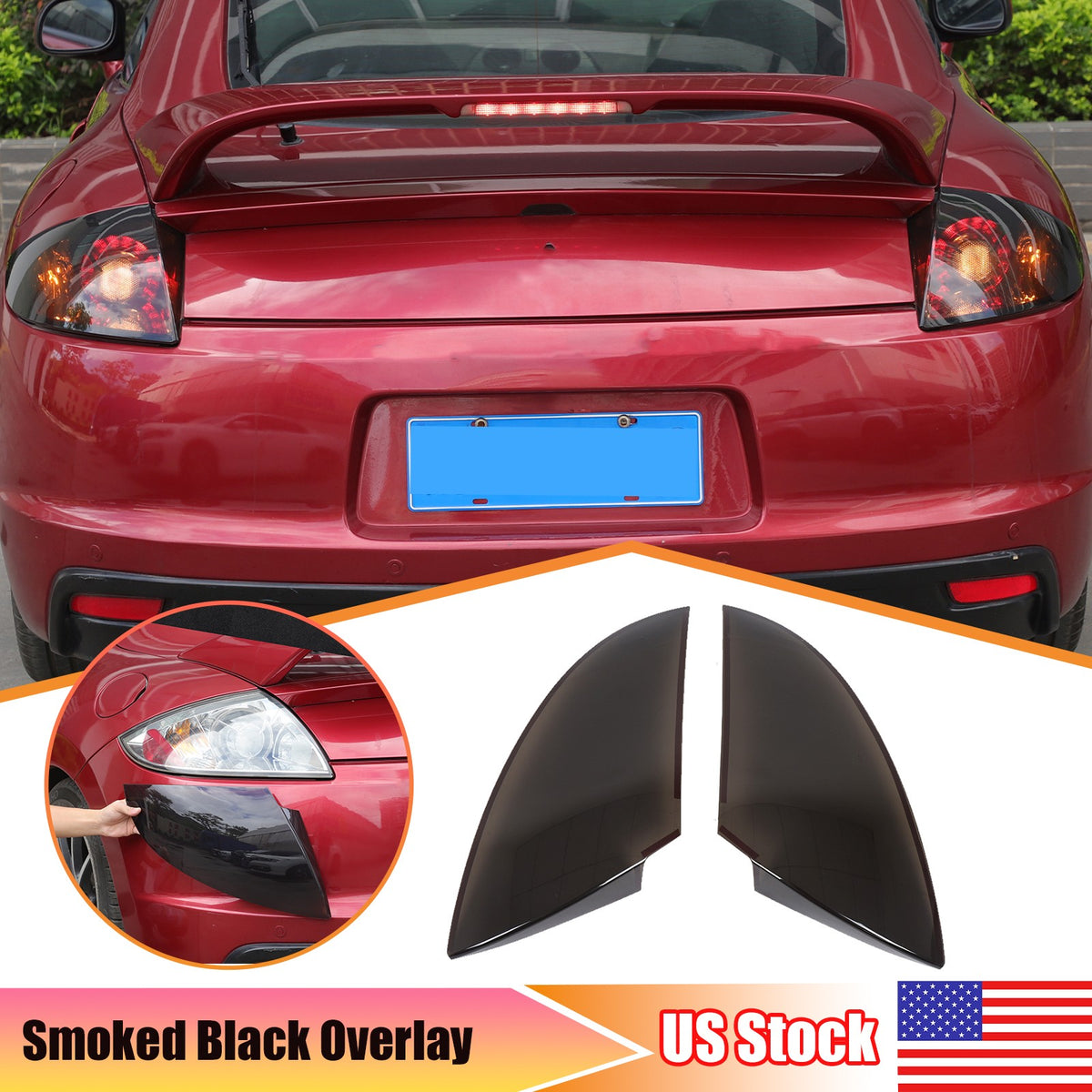 Smoked Black Rear Tail Light Guard Cover Trim Bezel For Mitsubishi Eclipse 06-11 1