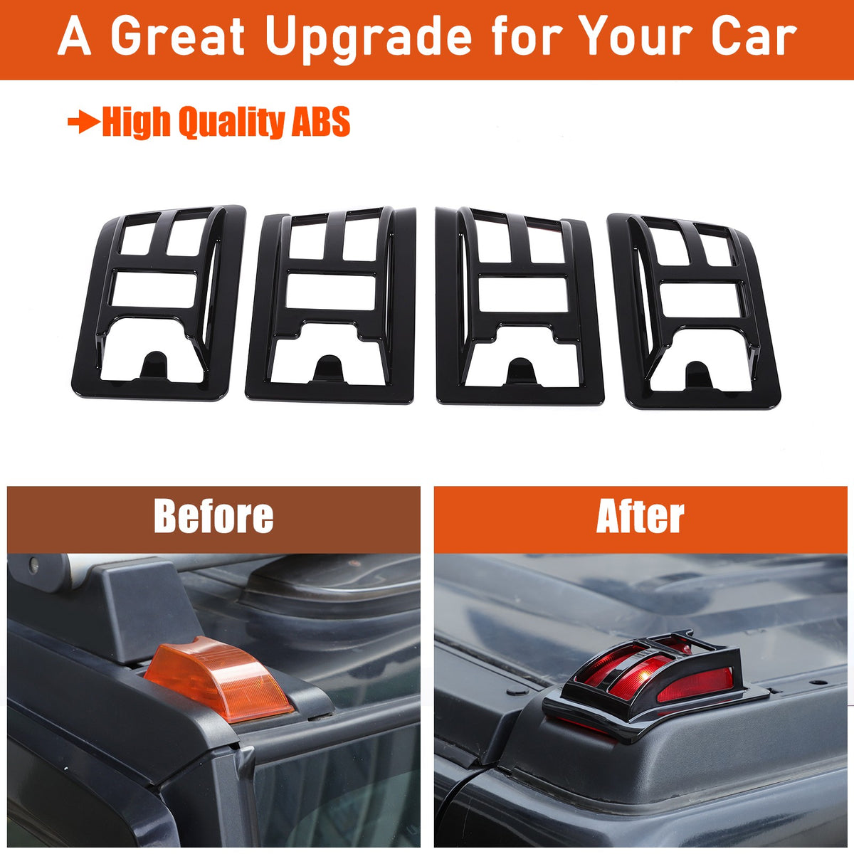 Glossy Piano Black Roof & Side Turn Signal Light Trim Set For Hummer H2 2003-09 28