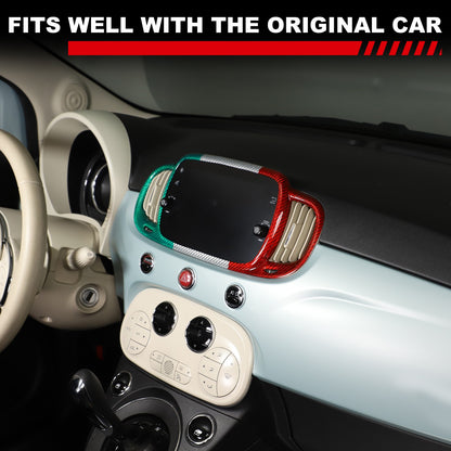 Tri-Color Real Carbon Fiber Dashboard Air Vent Trim For Fiat 500 312 2016+ 7