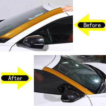 Yellow Carbon Fiber Front Window A Pillar Layover Trim For C8 Corvette 20-26 4
