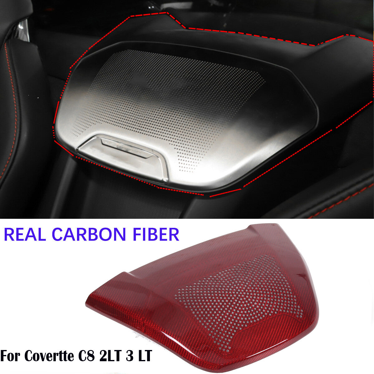 Red Real Carbon Fiber Full Interior Set Decor Trim Kit for Corvette C8 20-25 153