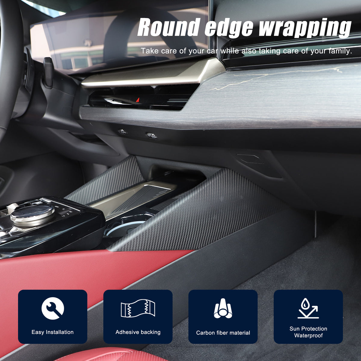 Matte Carbon Fiber Inner Console Side Panel Trim For BMW 5 Series G60 i5 2024+ 12