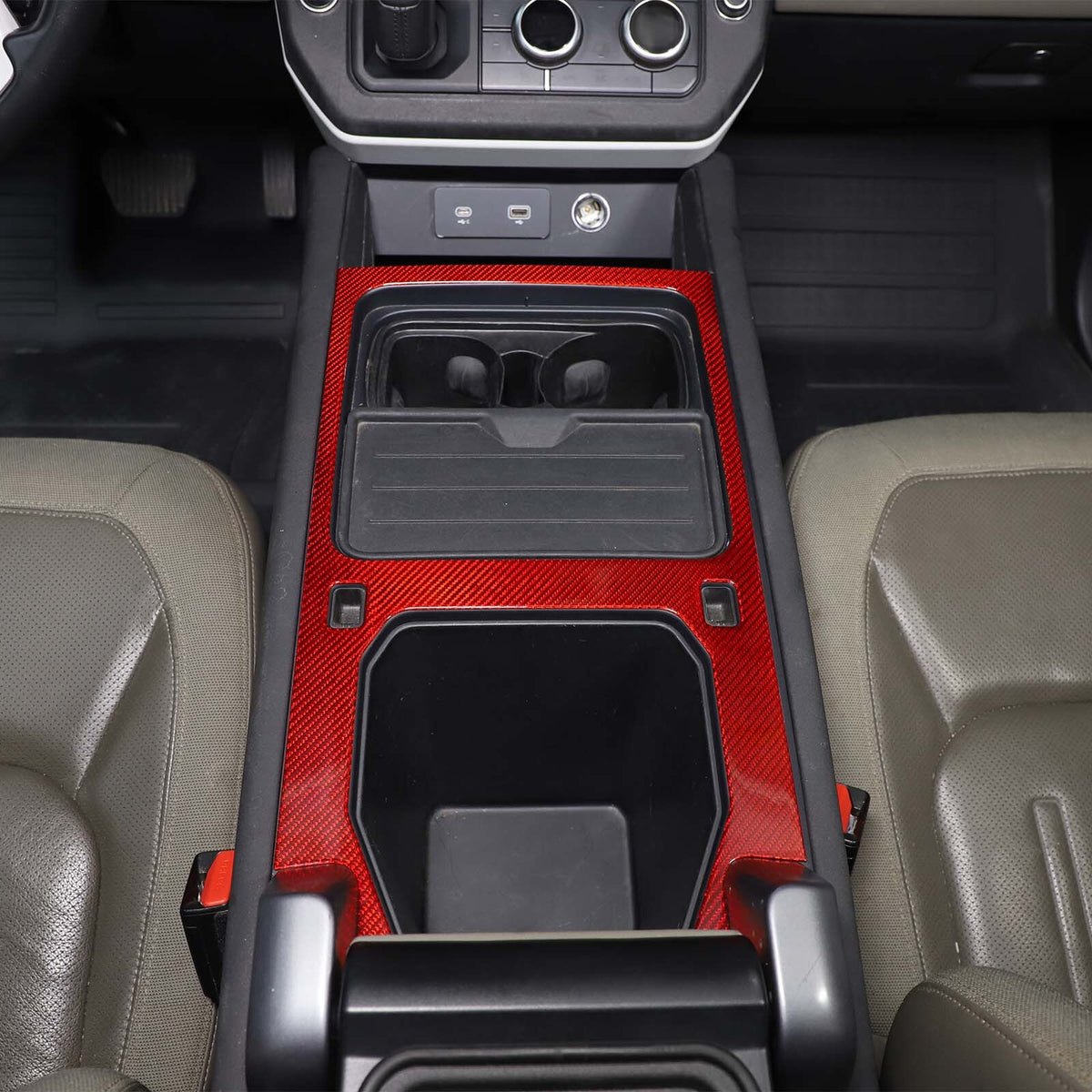 Real Carbon Fiber Console Water Cup Panel Trim For LR Defender L663 110 2020-23 8