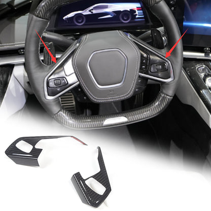 Real Carbon Fiber Steering Wheel Button Trim Cover For Corvette C8 2020-2026 - Variants 1-5 7