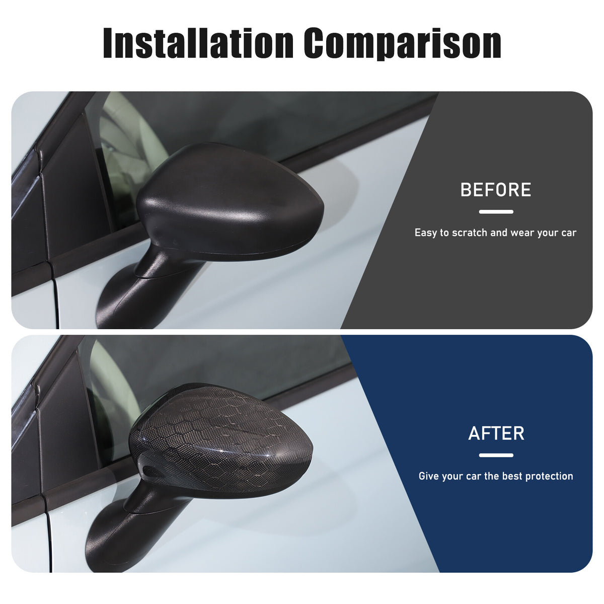 Honeycomb Carbon Fiber Exterior Side Mirror Trim For Fiat 500 Abarth 595 2010+ 3