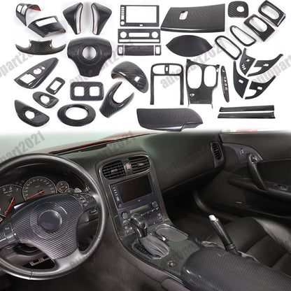Real Dry Carbon Fiber Full Interior Set Decor Trim Kit for Corvette C6 2005-13 - Styles 6-10 1
