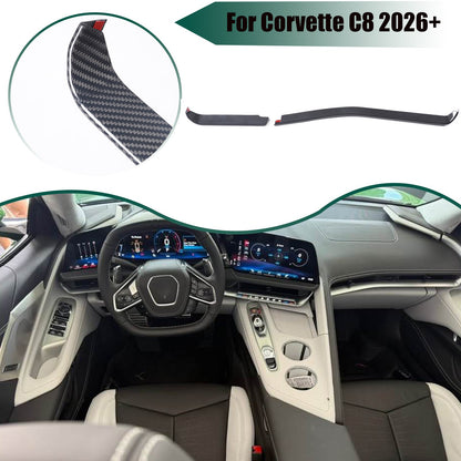 Real Carbon Fiber Dashboard Side Air Vent Strip Trim For Corvette C8 2026+ 1