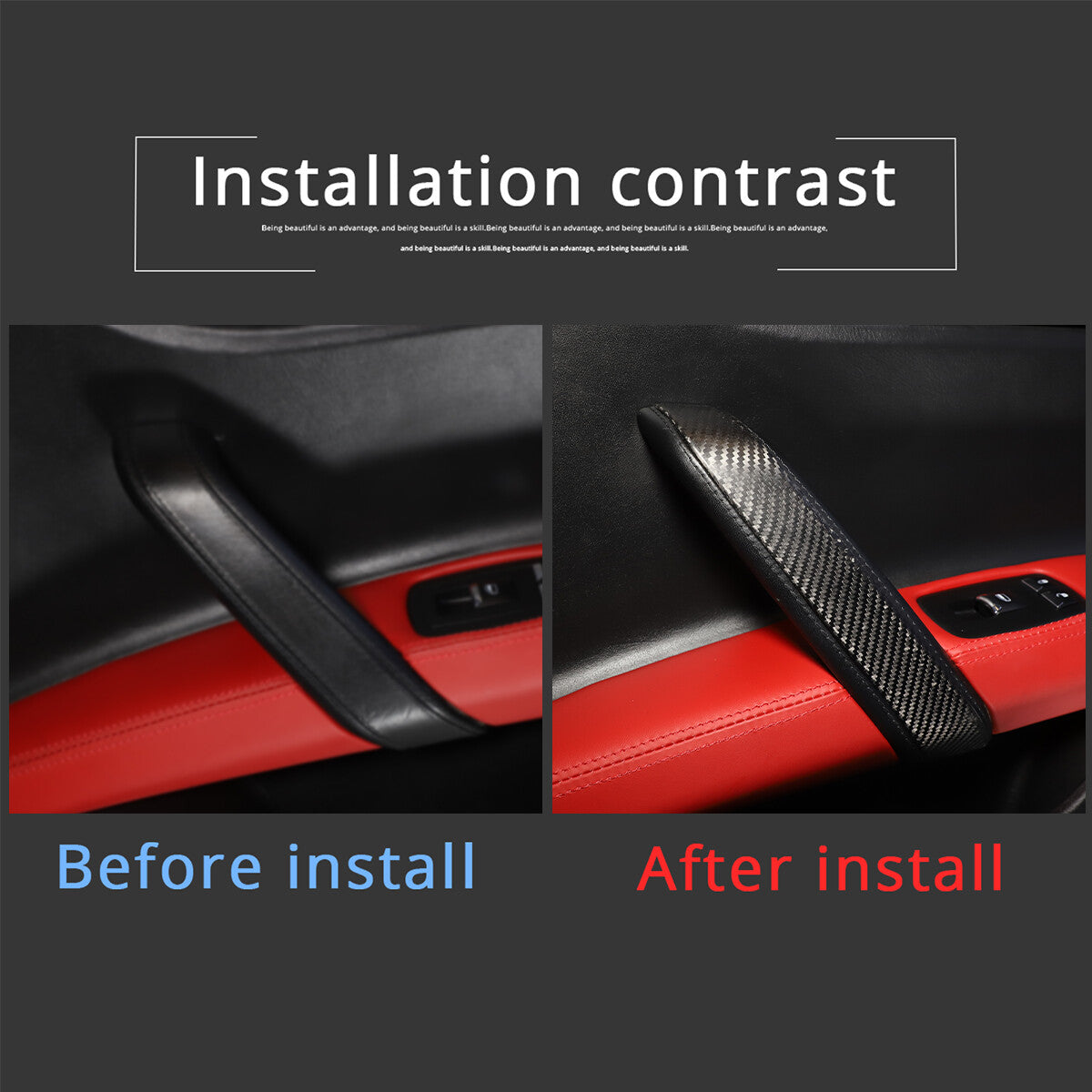 For Maserati Ghibli /Quattroporte 14-24 Real Carbon Fiber Door Handle Panel Trim 5