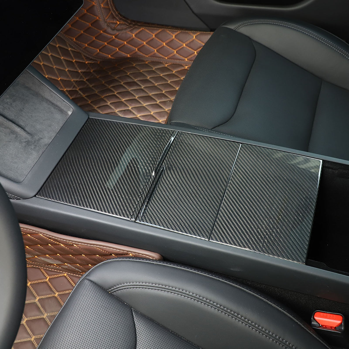 Real Dry Carbon Fiber Center Console Interior Trim Cover For Tesla Model 3 2023+ 45