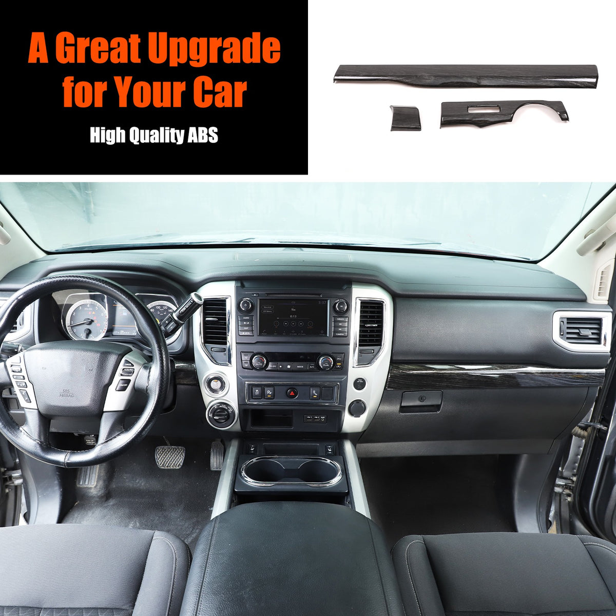Black Wood Grain ABS Glove Box Upper Trim For Nissan Titan 2016-2023 US 1