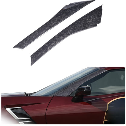 Real Forged Carbon Fiber A-pillar Panel Sticker Trim For Corvette C7 2014-2019 1