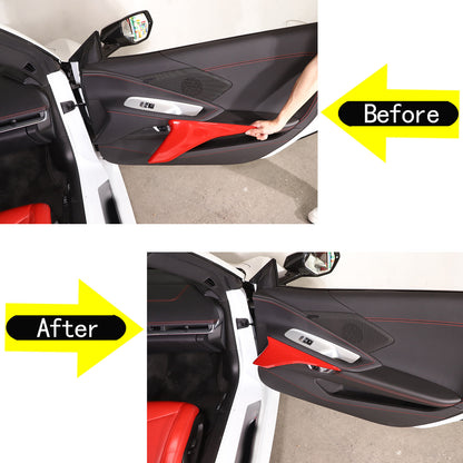 Red ABS Interior Door Panel Decor Cover Trim For Corvette C8 2020-2026 5