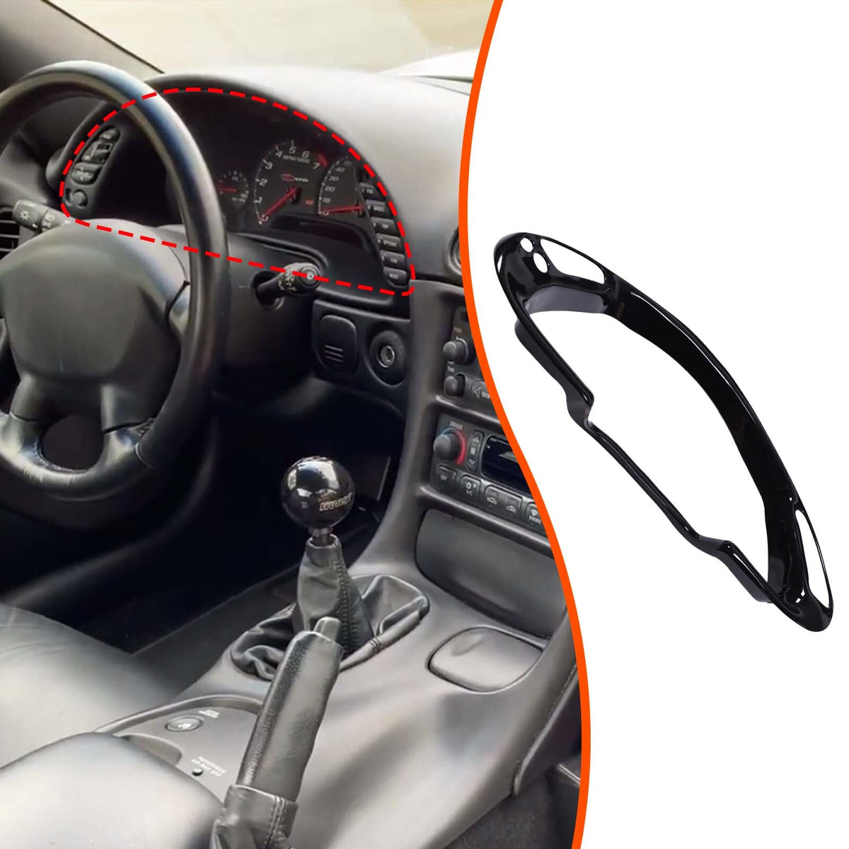 ABS Piano Black Interior Dashboard Frame Trim Cover For Corvette C5 1998-04 US 23