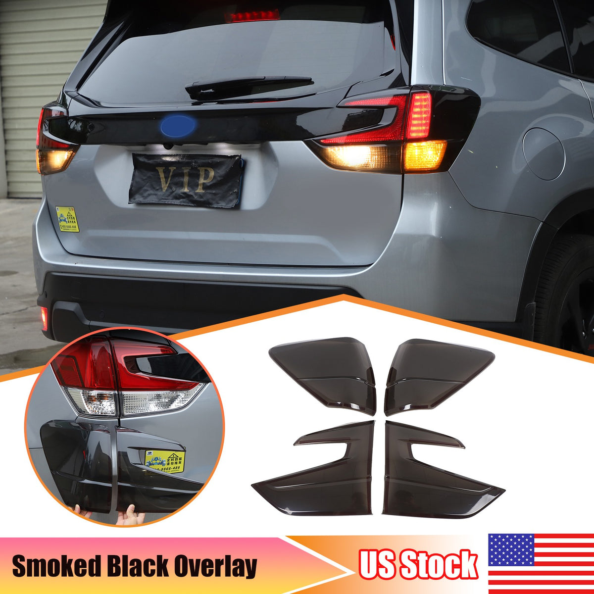 Smoked Blackout Tail Light Lamp Cover Overlay Lens For Subaru Forester SK 19-24 1