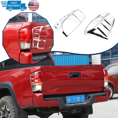 Chrome Silver Rear Taillight Trim Cover Bezel Trim For Toyota Tacoma 2016-23 US 1