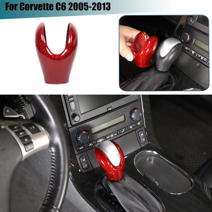 Red Real Carbon Fiber Center Gear Shift Knob Trim Cover For Corvette C6 2005-13 1