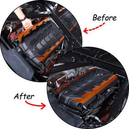 Orange Aluminum Engine Bay Engine Side Cover Plate Trim For Corvette C8 2020-26 15
