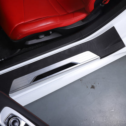 Black TPE Exterior Car Entry Guards Door Sill Cover Trim For Corvette C8 2020-26 14