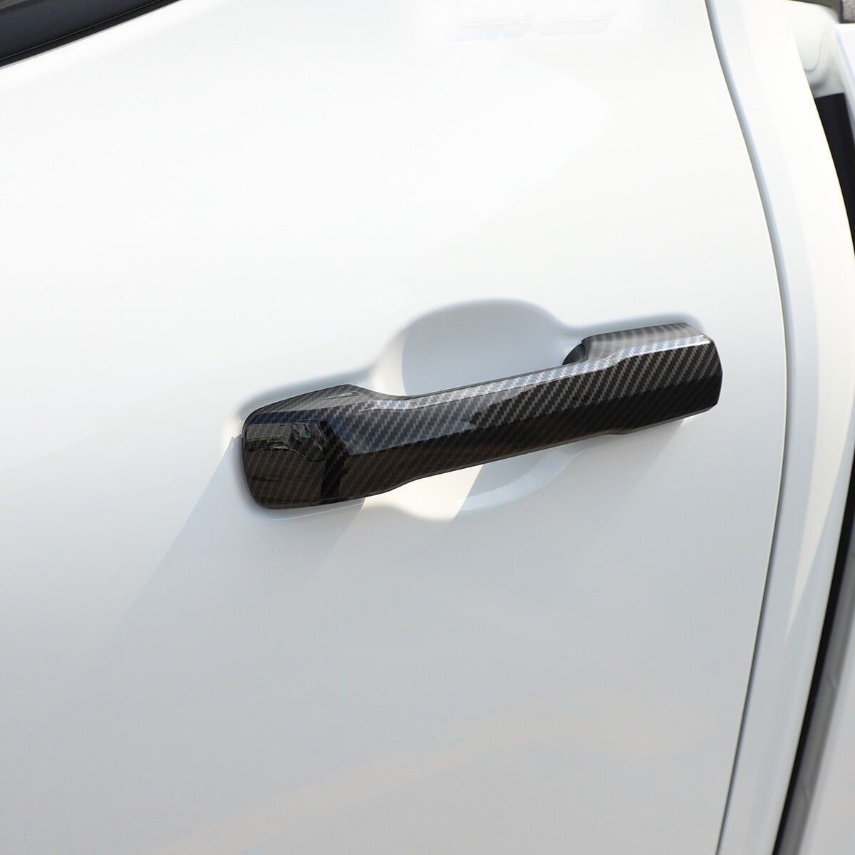Carbon fiber Side Mirror+Door Handle Covers Molding Trim for Toyota Tundra 22-26 3