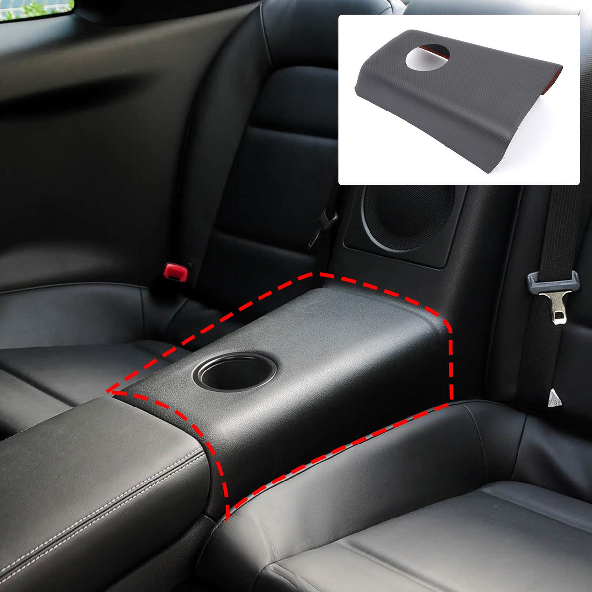 Matte Real Carbon Fiber Rear Cup Holder Panel Trim For Nissan GTR R35 2008-2016 12