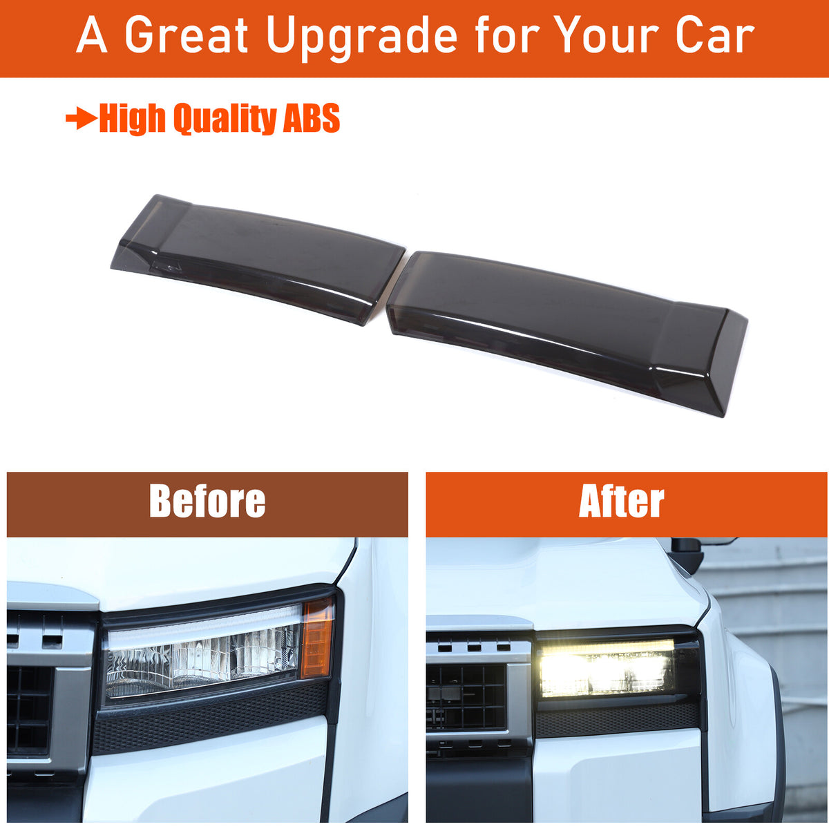 Black Smoked Front Headlight Len Cover For Toyota Land Cruiser LC250 24+ 24