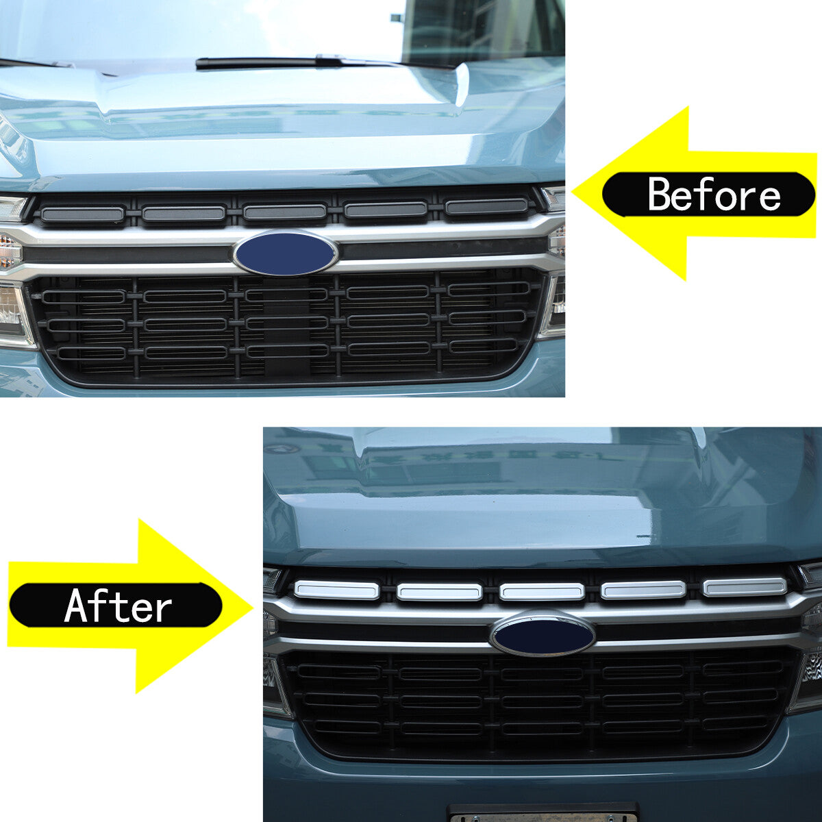 ABS Silver Front Hood Grill Cover Bonnet Trim fits For Ford Maverick 2022-23 10
