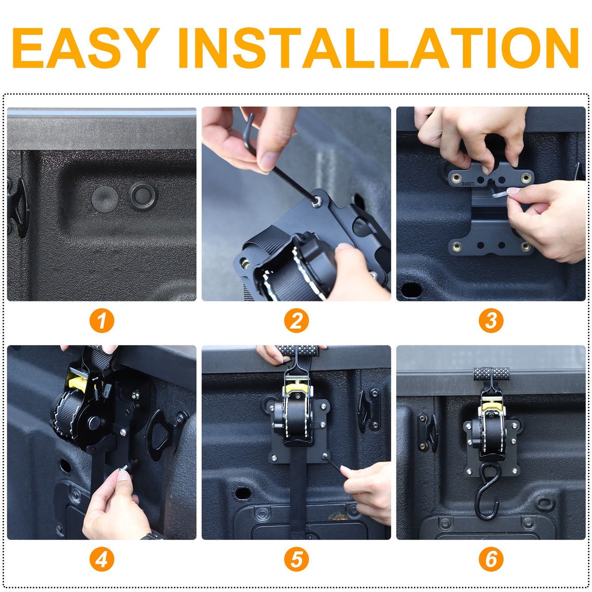 Truck Bed Retractable Ratchet Tie Down Straps Tightener For Ford Maverick 2022+ 15