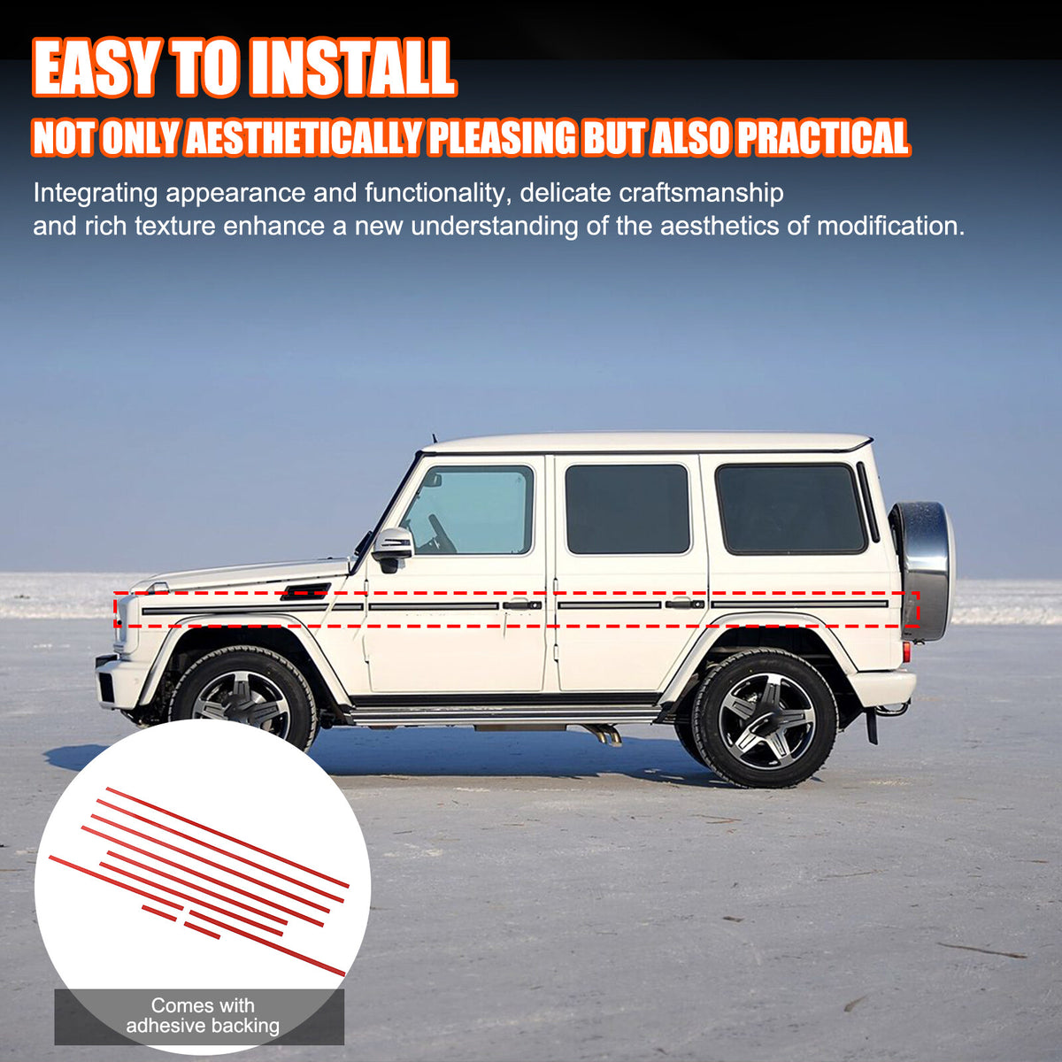 Red Cabon Body Side Door Moulding Sticker For Benz G Class W463 G500/55/63 07-18 11