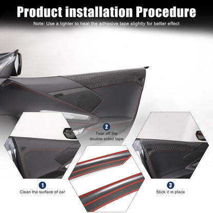 Real Honeycomb Carbon Fiber Interior Door Upper Panel trim Cover For Corvette C8 10