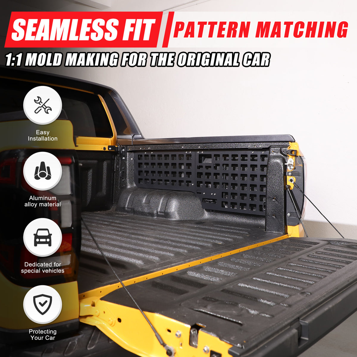 Tailgate Body Armor Side Bed Molle Panel Storage Rack for Ford Ranger 2024-2025 17