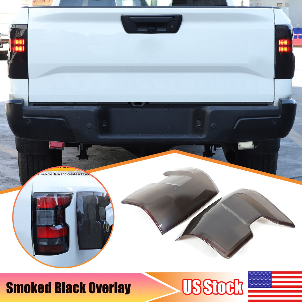 Smoked Blackout Tail Light Lamp Cover Bezel Overlay Trim For Nissan Frontier 22+ 1