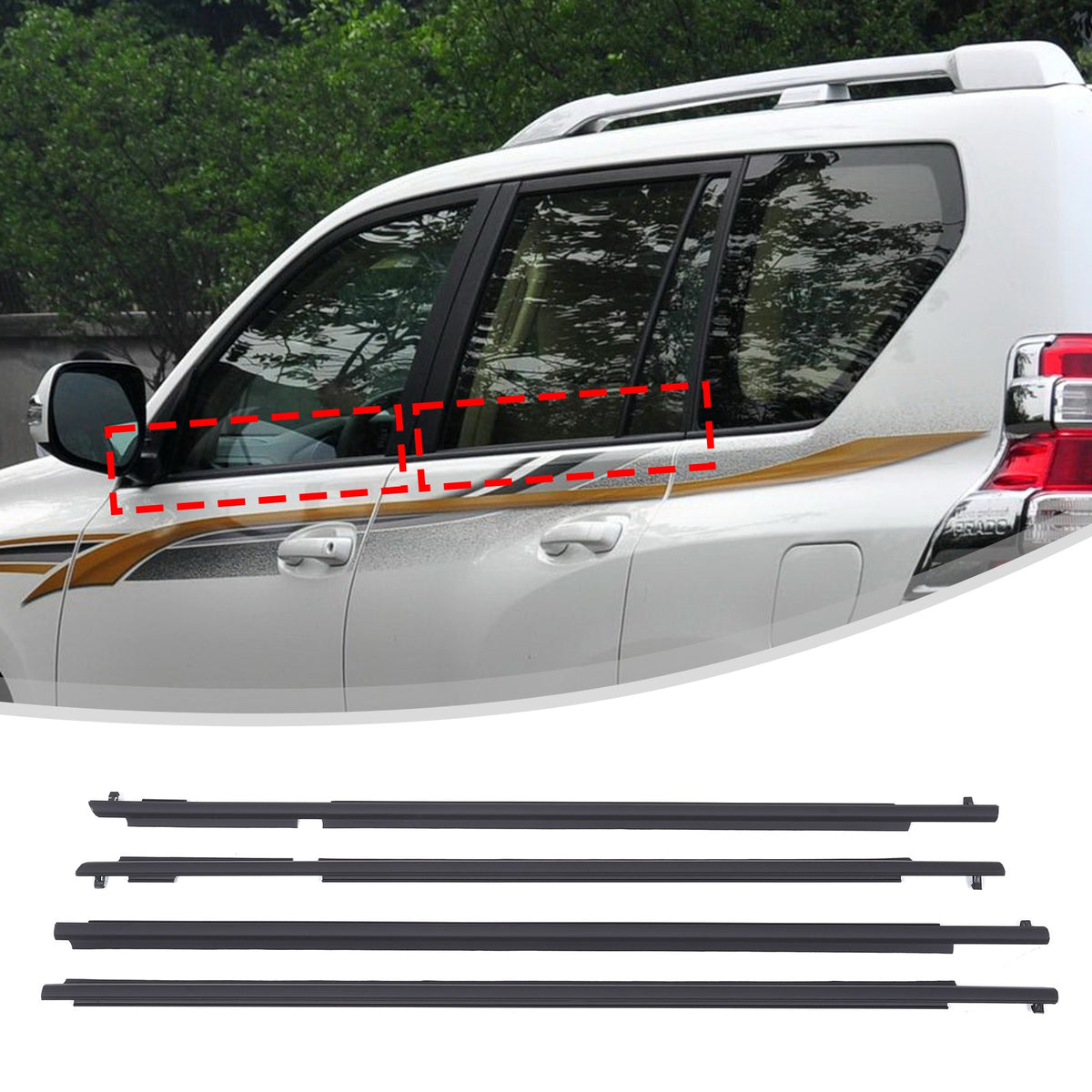 Replacement Rubber Window Outer Seal Strip For Toyota Prado LC150 2010-2020 US 6