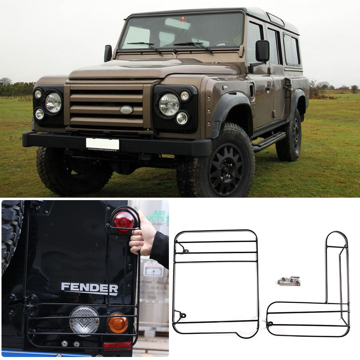 Silver Taillight Lamp Decor Cover Guards For Land Rover Defender L316 2004-2018 6