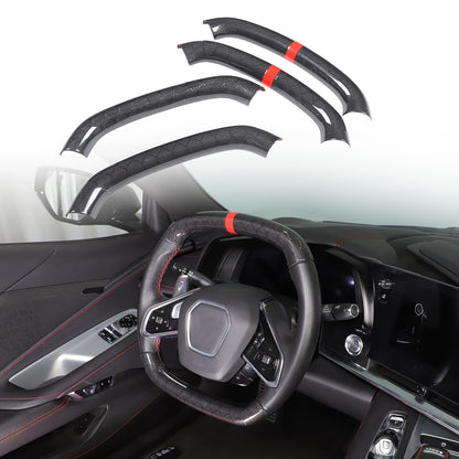 Red Top Honeycomb Carbon Fiber Steering Wheel Trim Cover For Corvette C8 2020+ 18