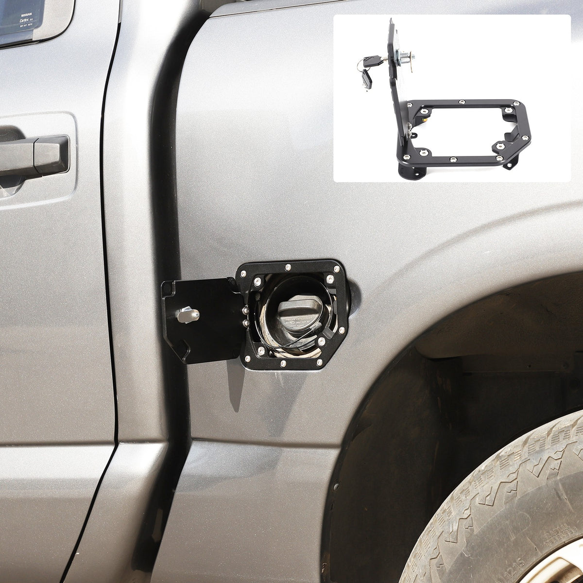 Black Aluminum Door Fuel Tank Cover W/ Lock Gas Cap Trim For Nissan Titan 16-23 8
