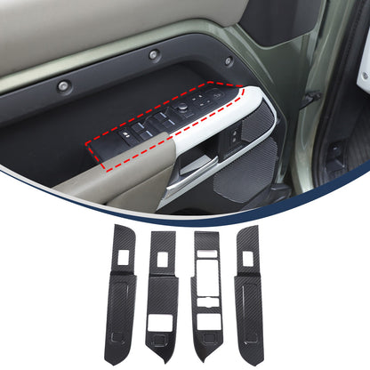 Real Carbon Fiber Window Lift Switch Trim For Land Rover Defender 110 L663 20-23 2