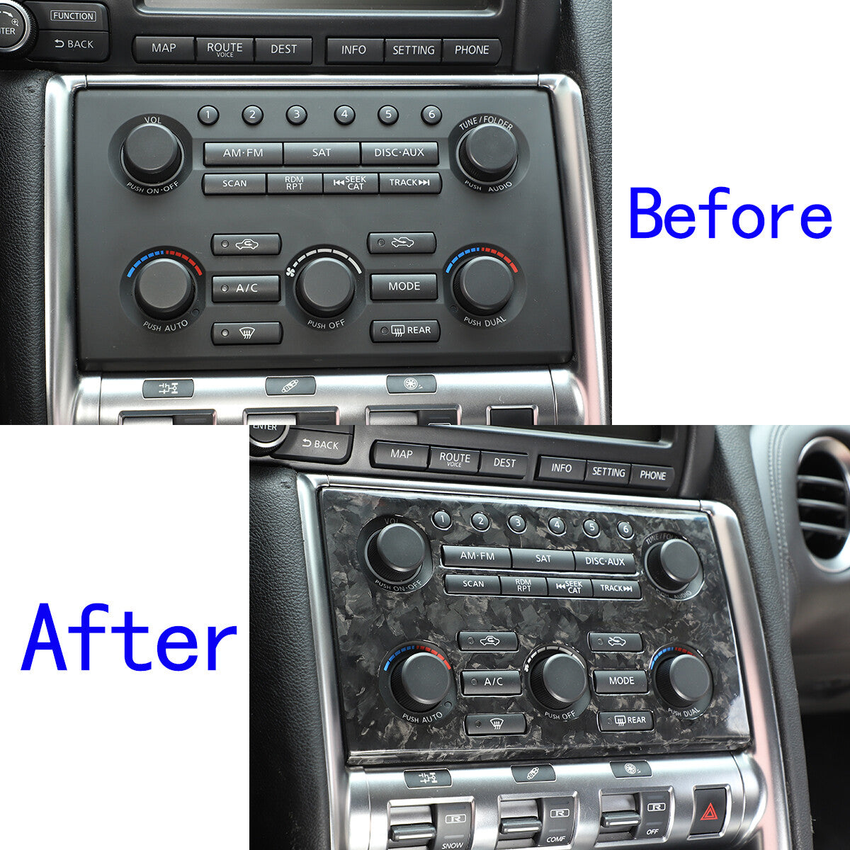 Forged Carbon Fiber Central Control Volume Panel Trim for Nissan GTR R35 08-16 10