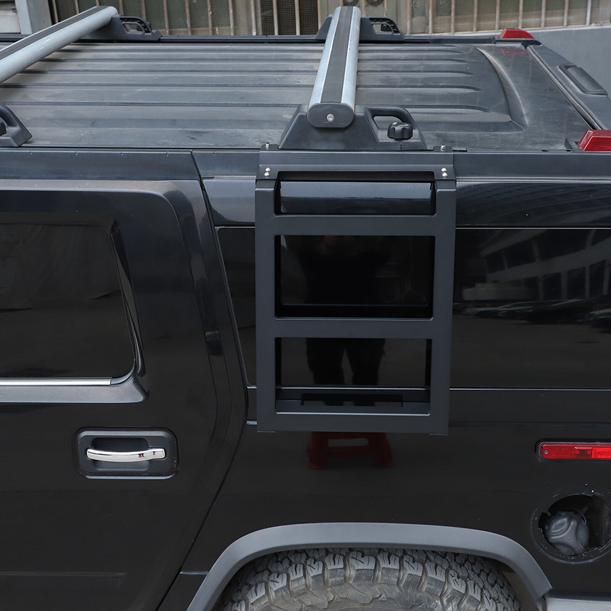 Alloy Rear Roof Climbing Ladder Rack Window Molle Panel For Hummer H2 2003-09 79