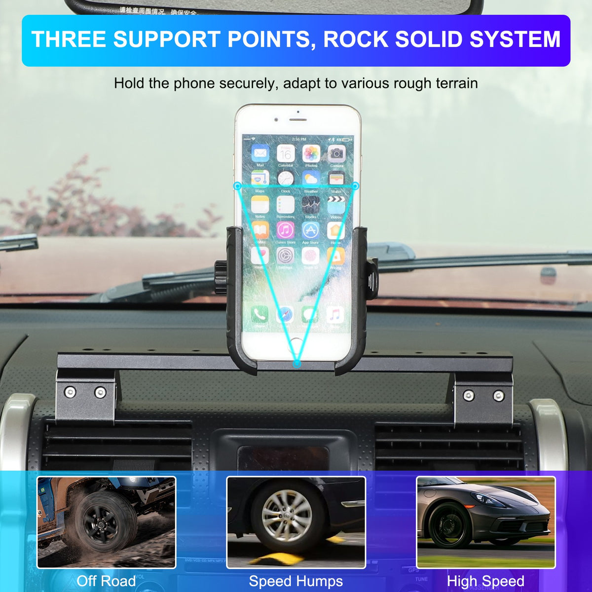 U Shape Center Console Phone Holder Bracket For Toyota FJ Cruiser 2007-2021 18
