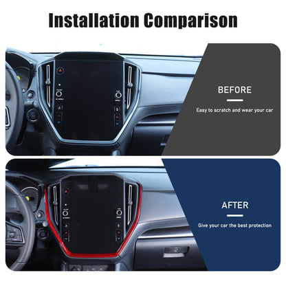 Red Real Carbon Fiber Navigation Screen Frame Trim For Subaru WRX VB MT 2022+ 3
