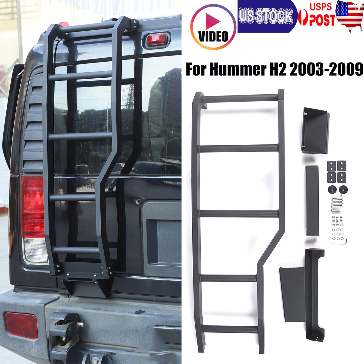 Aluminum Alloy Car Rear Tail Gate Door Ladder Climbing Fit For Hummer H2 2003-09 1