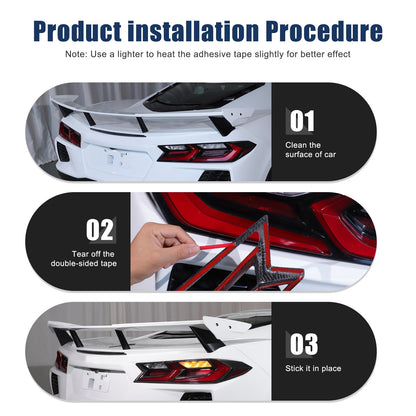 Real Dry Carbon Fiber Tail Light Trim Cover For Corvette C8 2020+ 7